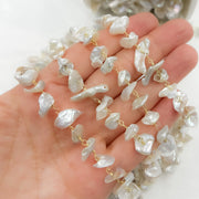 Freshwater Pearl Organic Shape Gold Plated Sterling Silver Wire Chain